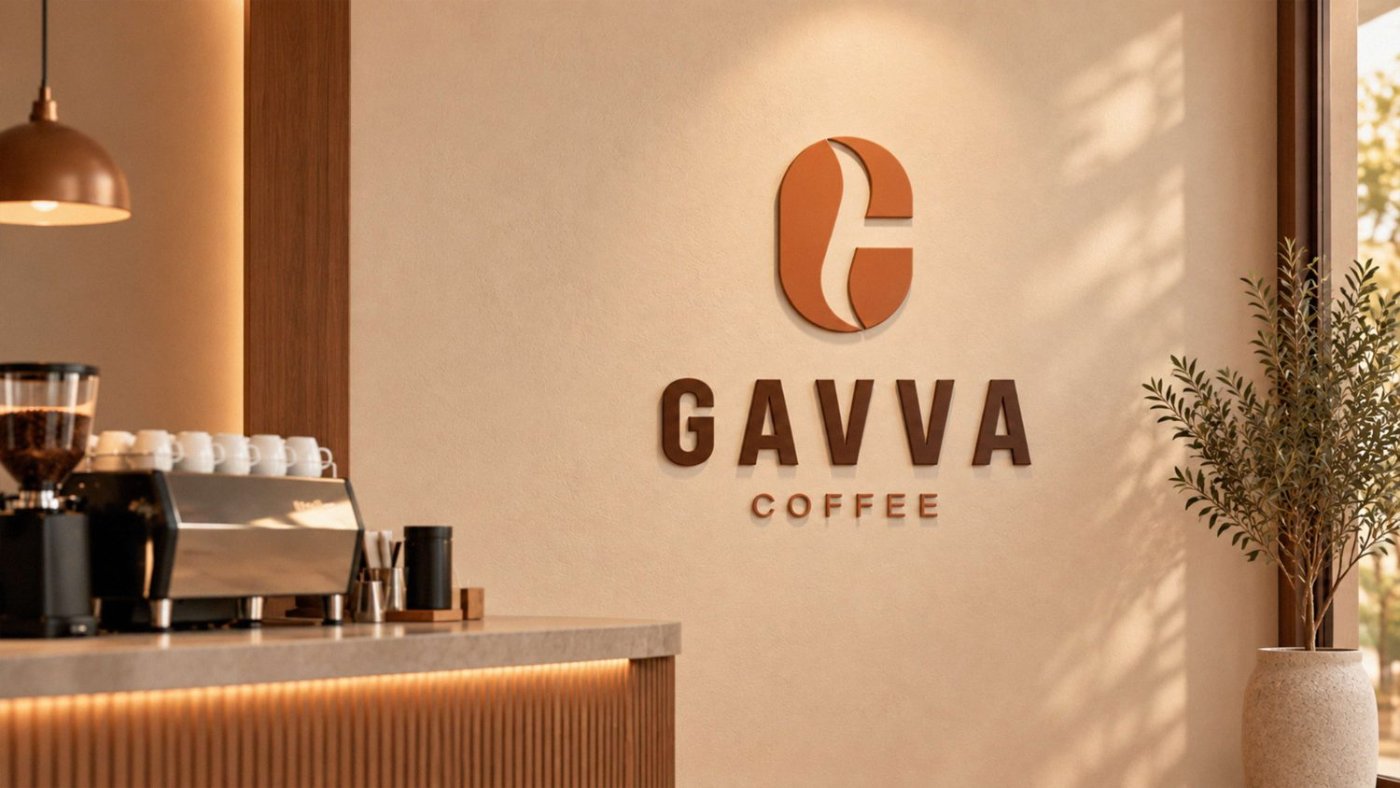 Kafe devoridagi GAVVA logotipi